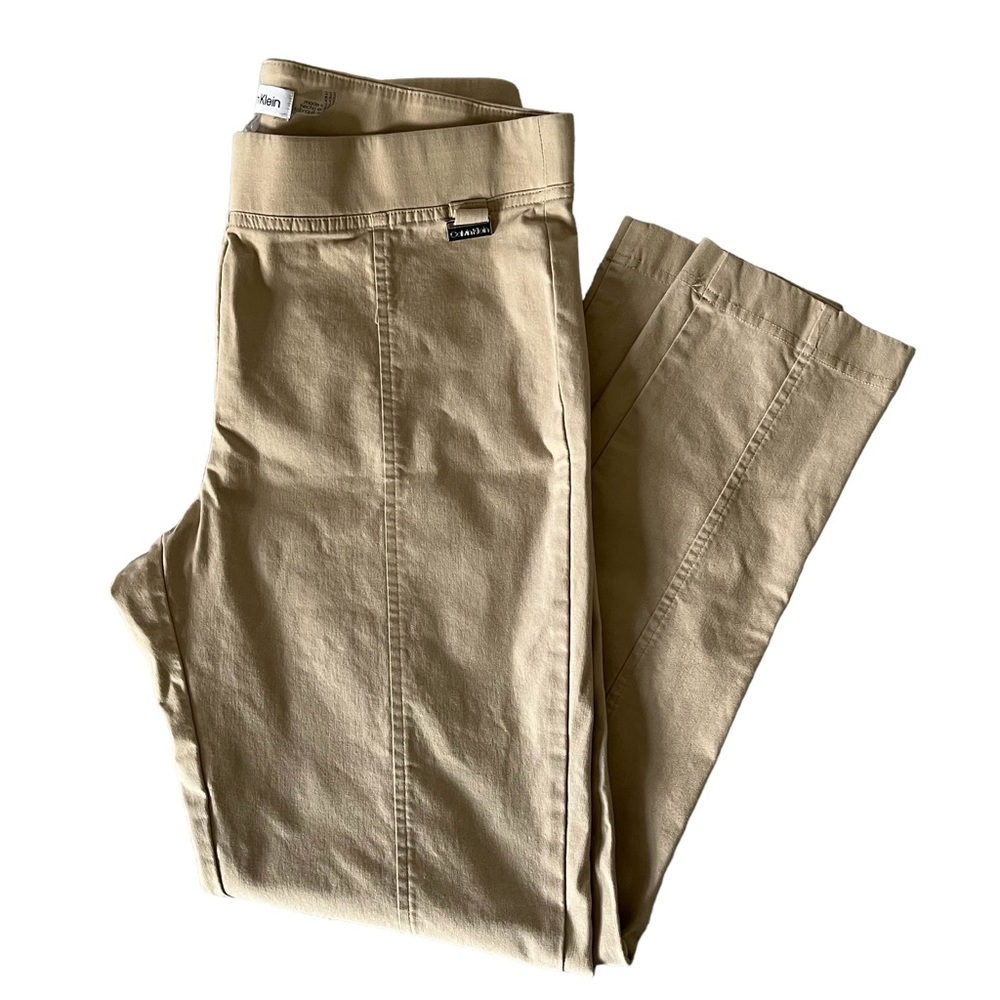 Calvin Klein Kahki Capri Formal and Work Elastic Waist Band Womens Size M Pants